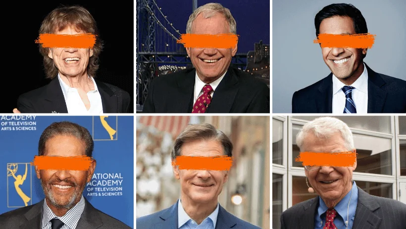 Public figures associated with the method, faces partially obscured