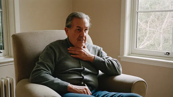 Man in his sixties coughing